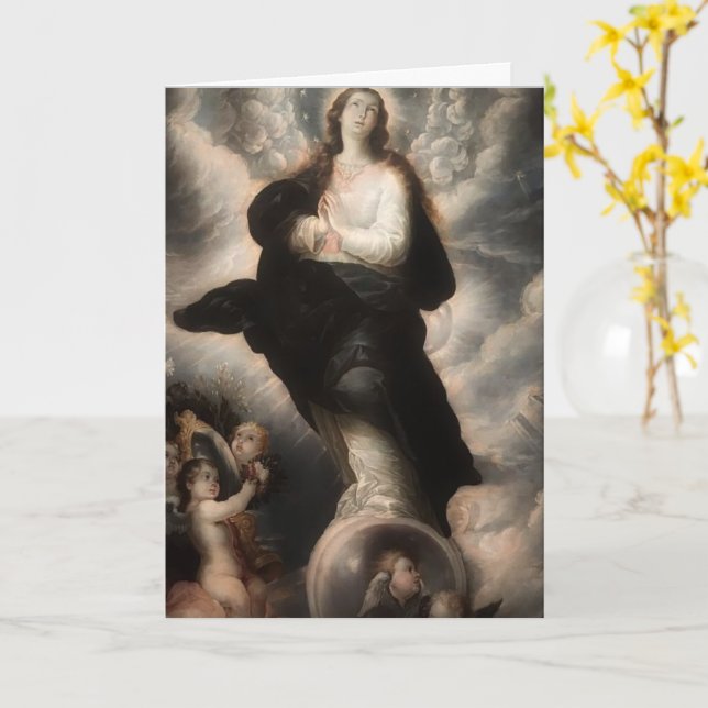 Glory To The Virgin Mary Card (Yellow Flower)