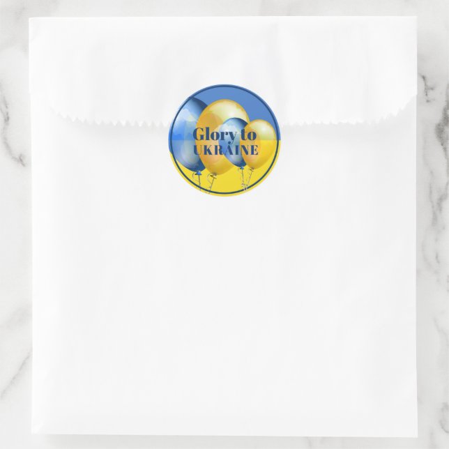 Glory to Ukraine Blue Yellow Balloons Classic Round Sticker (Bag)