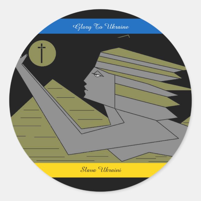GLORY TO UKRAINE CLASSIC ROUND STICKER (Front)
