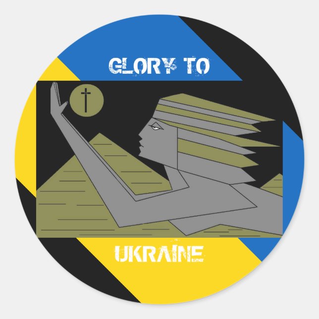 GLORY TO UKRAINE CLASSIC ROUND STICKER (Front)