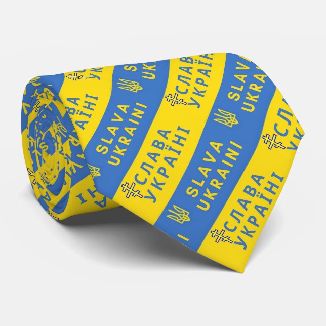 Glory to Ukraine War Trident  Neck Tie (Rolled)