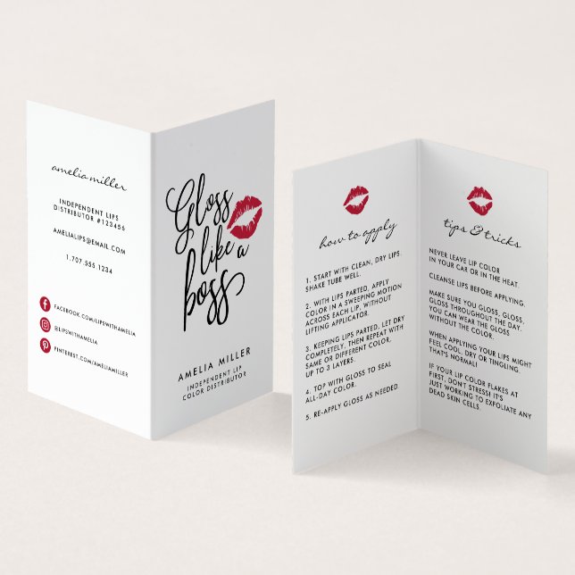 Gloss Like a Boss | Lip Product Distributor Business Card (Inside and Outside)