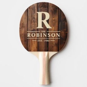 Gloss Stain Boards Family Name & Initial Ping Pong Paddle