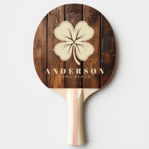 Gloss Stain Boards Four Leaf Clover with Name Ping Pong Paddle