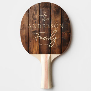 Gloss Stain Boards Hand Written Family Name Ping Pong Paddle