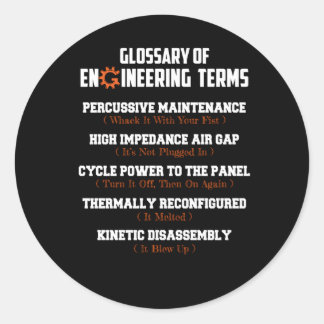 Glossary Of Engineering Terms Engineer Definitions Classic Round Sticker