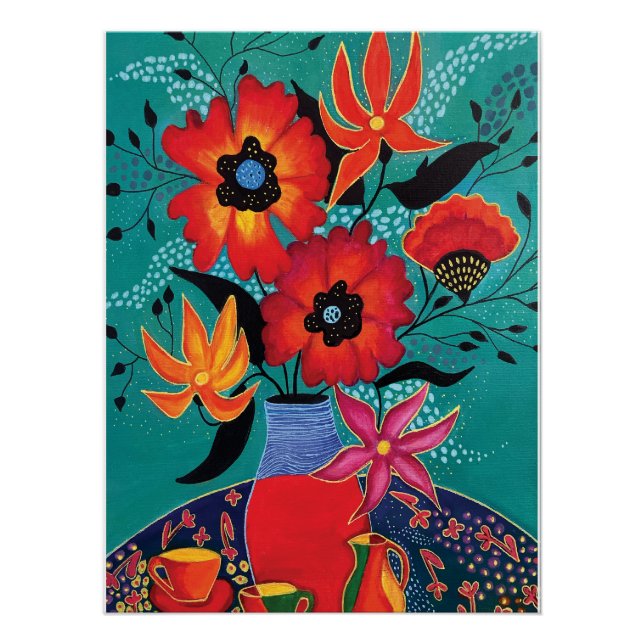 Glossy Abstract Flower Poster (Front)