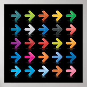 Glossy Arrows Set Vibrant Directional Pointers Poster
