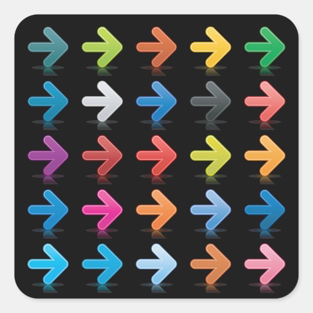 Glossy Arrows Set Vibrant Directional Pointers Square Sticker (Front)