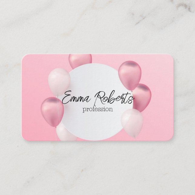 Glossy Balloon Party Event Planning  Business Card (Front)