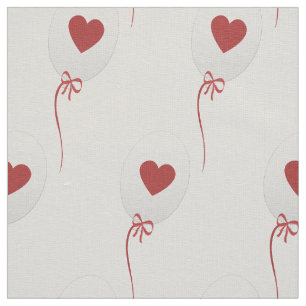 Glossy Balloon Red Hearts Pattern Fabric