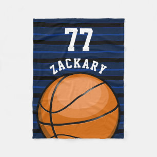 Glossy BasketBall Themed Blue Fleece Blanket