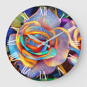 Glossy Beautiful Unique Rose Art Dream Large Clock