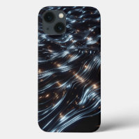 Glossy Black Chrome Liquid Phone Case - Abstract