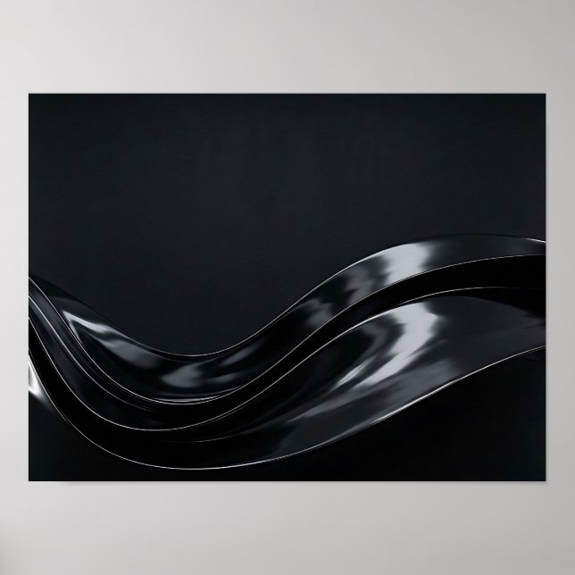 Glossy Black Liquid 3D Abstract Waves Poster (Front)