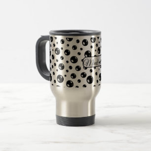 Glossy Black Polka Dot Mug – Modern Minimalist Gif