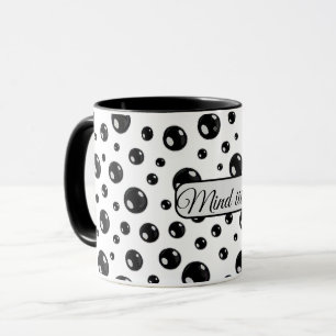 Glossy Black Polka Dot Mug – Modern Minimalist Gif