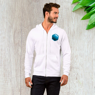 Glossy Blue Hexagon Icon Modern Geometric Hoodie