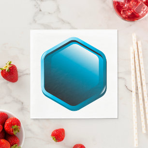 Glossy Blue Hexagon Icon Modern Geometric Napkin