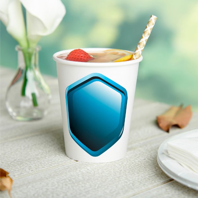 Glossy Blue Hexagon Icon Modern Geometric Paper Cups (Creator Uploaded)
