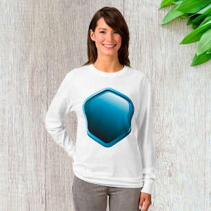 Glossy Blue Hexagon Icon Modern Geometric T-Shirt