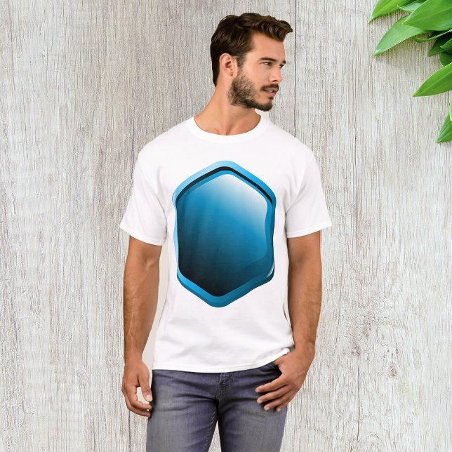 Glossy Blue Hexagon Icon Modern Geometric T-Shirt (Creator Uploaded)