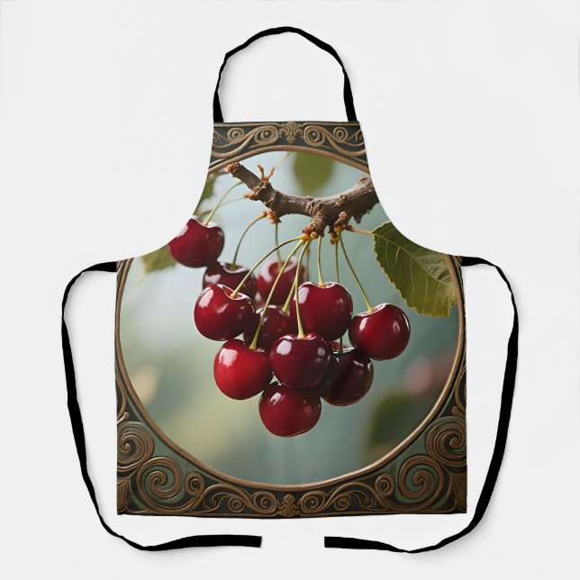 Glossy Cherries Vintage Apron (Front)