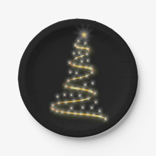 Glossy christmas tree paper plate