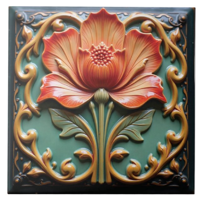 Glossy Citrus Bloom Tile (Front)