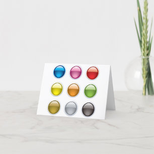 Glossy Coloured Button Icons Set Card