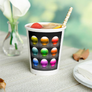 Glossy Colourful Sphere Icons Abstract Balls  Paper Cups