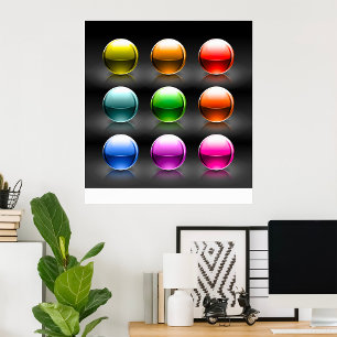 Glossy Colourful Sphere Icons Abstract Balls  Poster