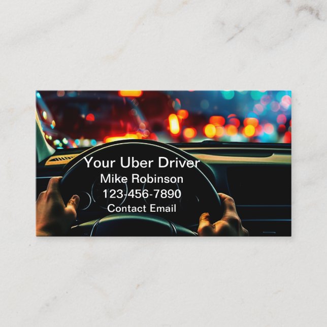 Glossy Cool Uber Car Service Driver Business Cards (Front)
