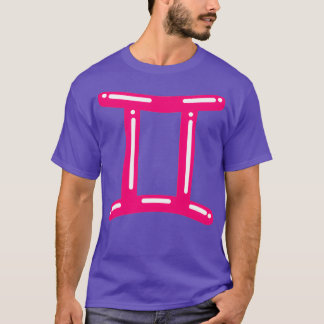 Glossy Cute Pink Zodiac Horoscope Sign Gemini T-Shirt