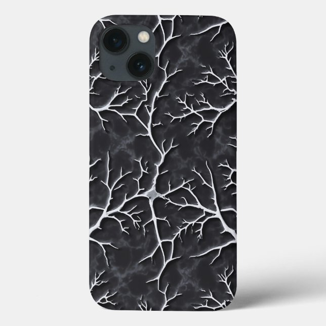 Glossy Dark Grey iPhone Case Branch Relief (Back)
