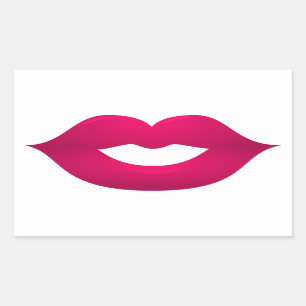 Glossy Dark Pink Lips Rectangle Stickers