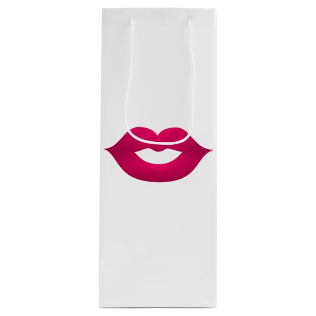 Glossy Dark Pink Lips Wine Gift Bag (Front)