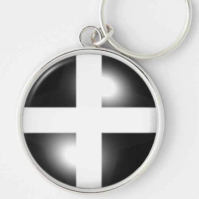 Glossy Dome Cornish Flag Key Ring (Front)