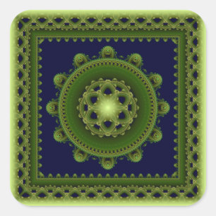 Glossy elegant fractal mandala square sticker
