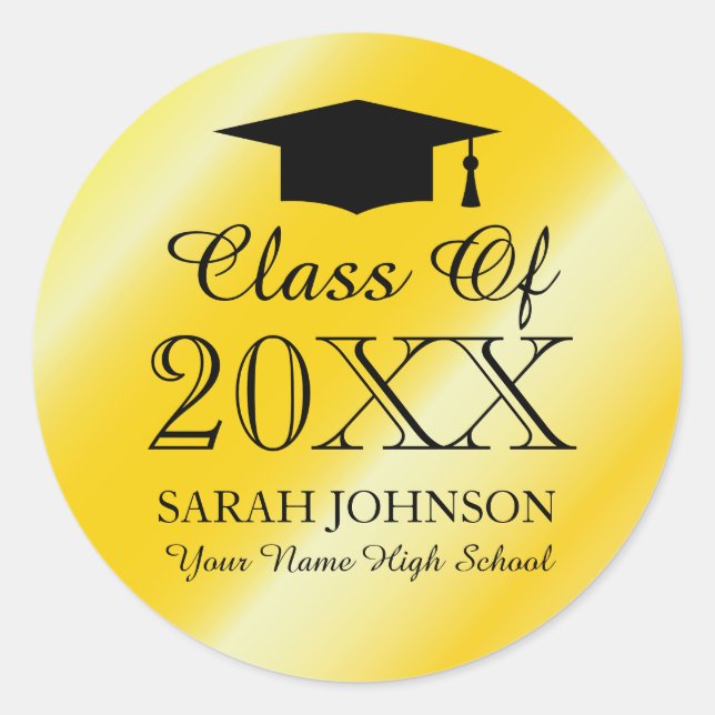 Glossy faux gold 20XX graduation sticker and seals (Front)