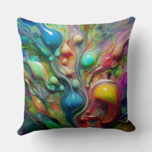 Glossy, Fluid, Dynamic, Abstract Spheres Cushion