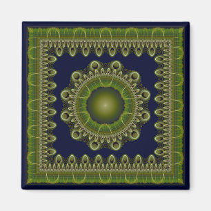 Glossy fractal mandala magnet