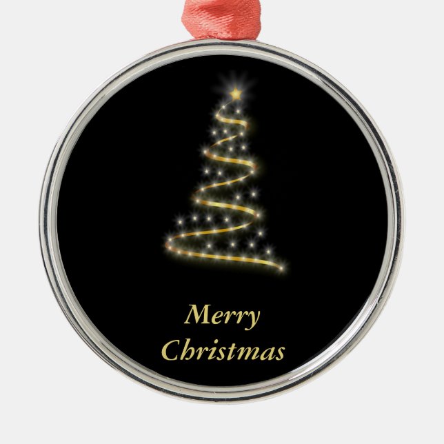 Glossy gold Christmas tree black Metal Tree Decoration (Front)