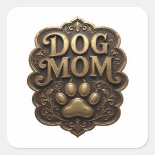 Glossy Gold DOG MOM Sticker Design