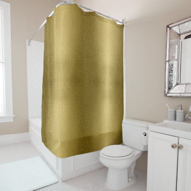 Glossy Gold Metal Texture Shiny Chic Glamourous Shower Curtain (In Situ)