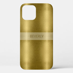 Glossy Gold Metal Texture With Customised Name iPhone 12 Pro Case