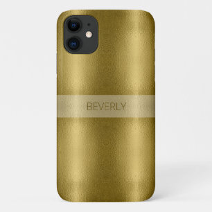 Glossy Gold Metal Texture With Personalised Name iPhone 11 Case
