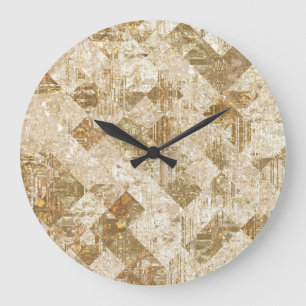 Glossy Golden Mosaic Brilliance Large Clock