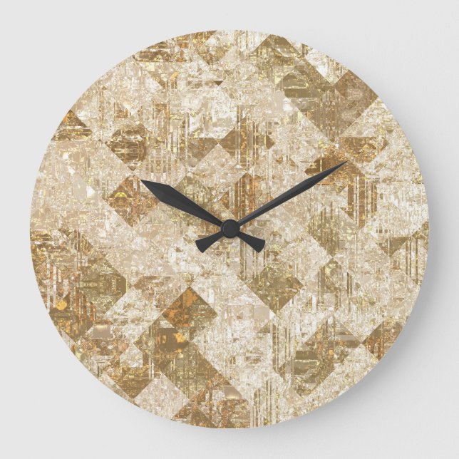 Glossy Golden Mosaic Brilliance Large Clock (Front)