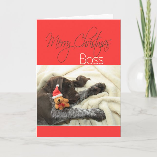Glossy Grizzly Boss Merry Christmas Holiday Card (Front)